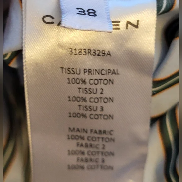 Rare! Carven Blue Striped Layered 3/4 Sleeve Poplin Shirtdress - Sz 38  (US S-M) - Picture 7 of 7